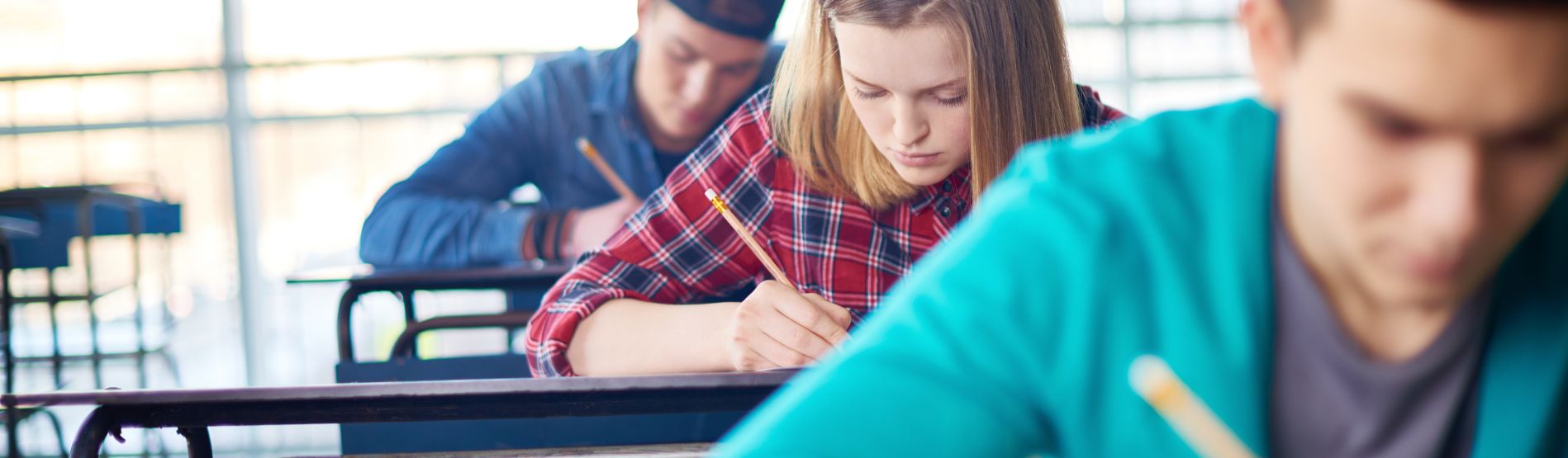 students sitting exams 