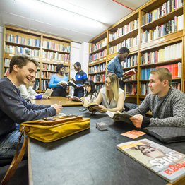 Students in a library