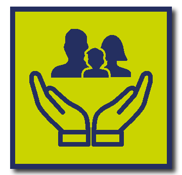 a pair of hands holding a small family
