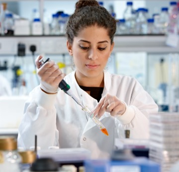 female student in lab