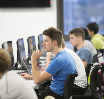 Students working in a PC laboratory