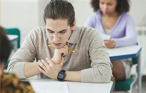 students sitting an exam