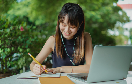 A student studying