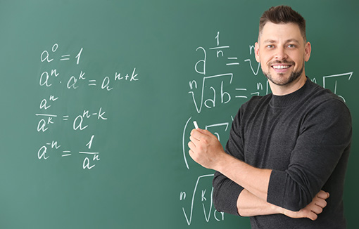 Equations on chalk board