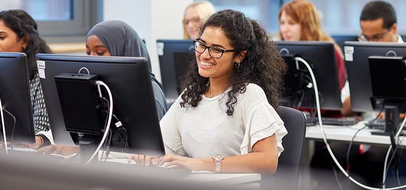 Student at computer