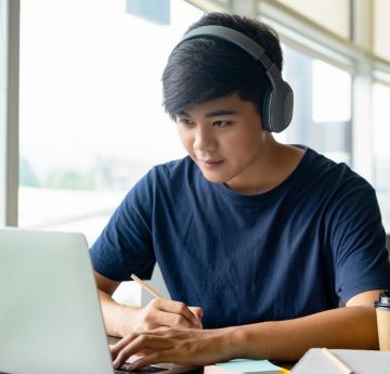 Student using laptop