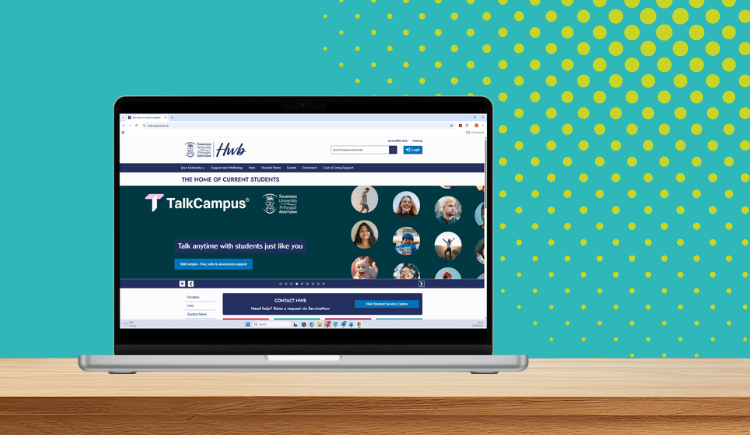 Laptop on blue background