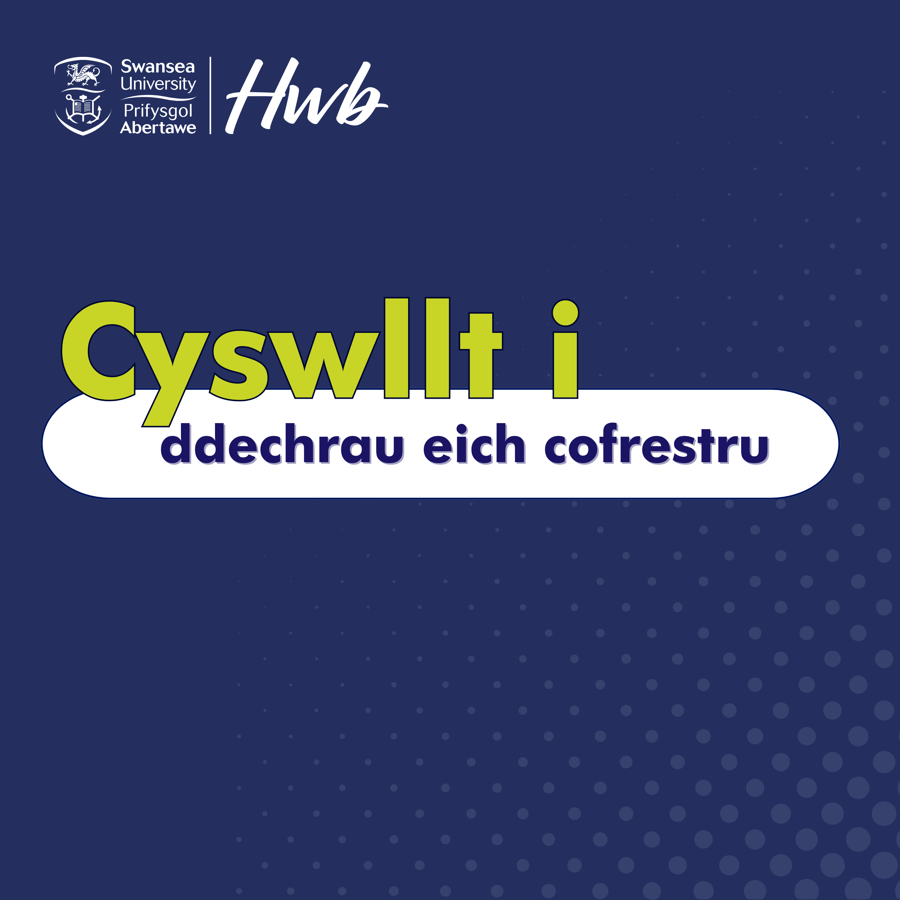 Title card saying 'Cyswllt i ddechrau eich cofrestru' ('Link to start your enrolment' in Welsh)