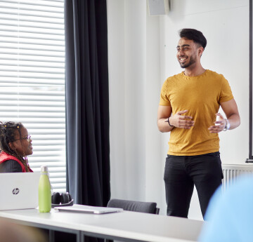 Student giving a presentation