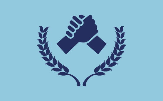 Eicon yn darlunio llaw yn gafael mewn llaw arall mewn ystum o gefnogaeth