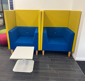 Seating in foyer of Richard Price Building, Singleton Campus