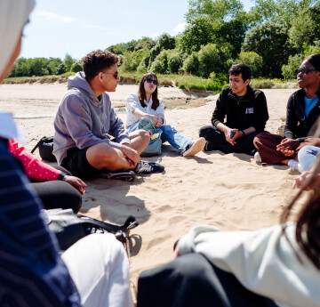 Students on the beach
