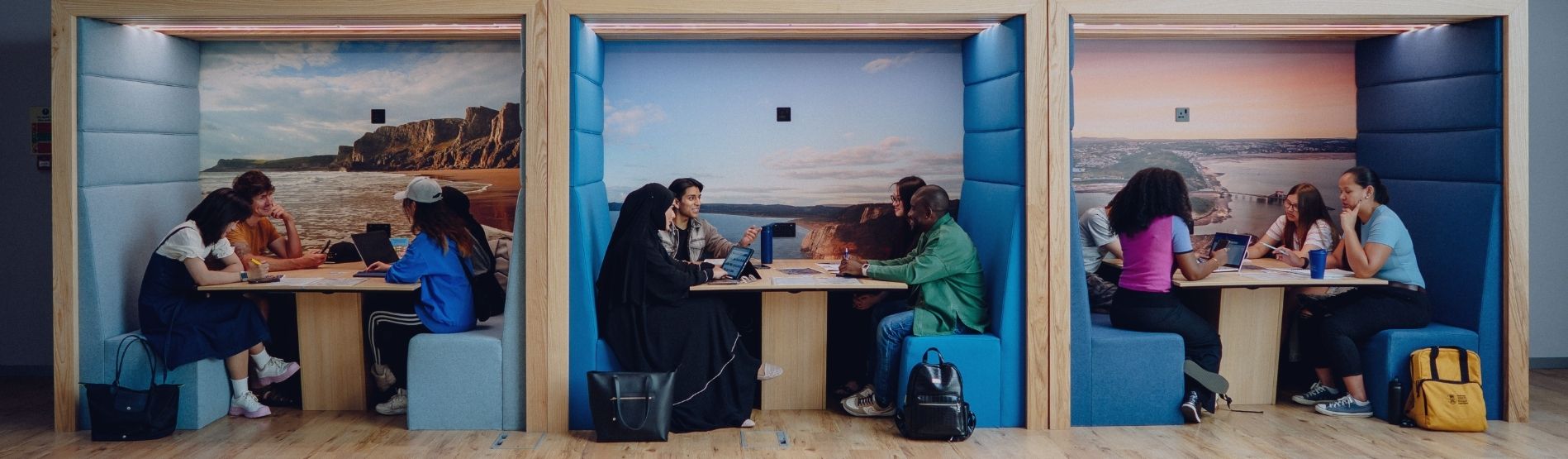 Students in study booths