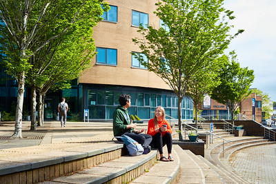 Students sitting outside at Digital Technium