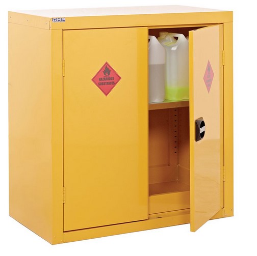 Image of a yellow dangerous substance cupboard 