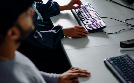 students at computers
