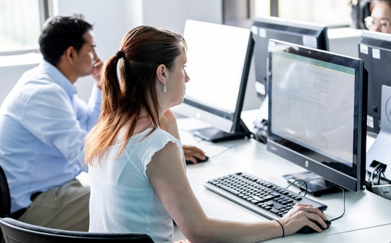 Student using laptop